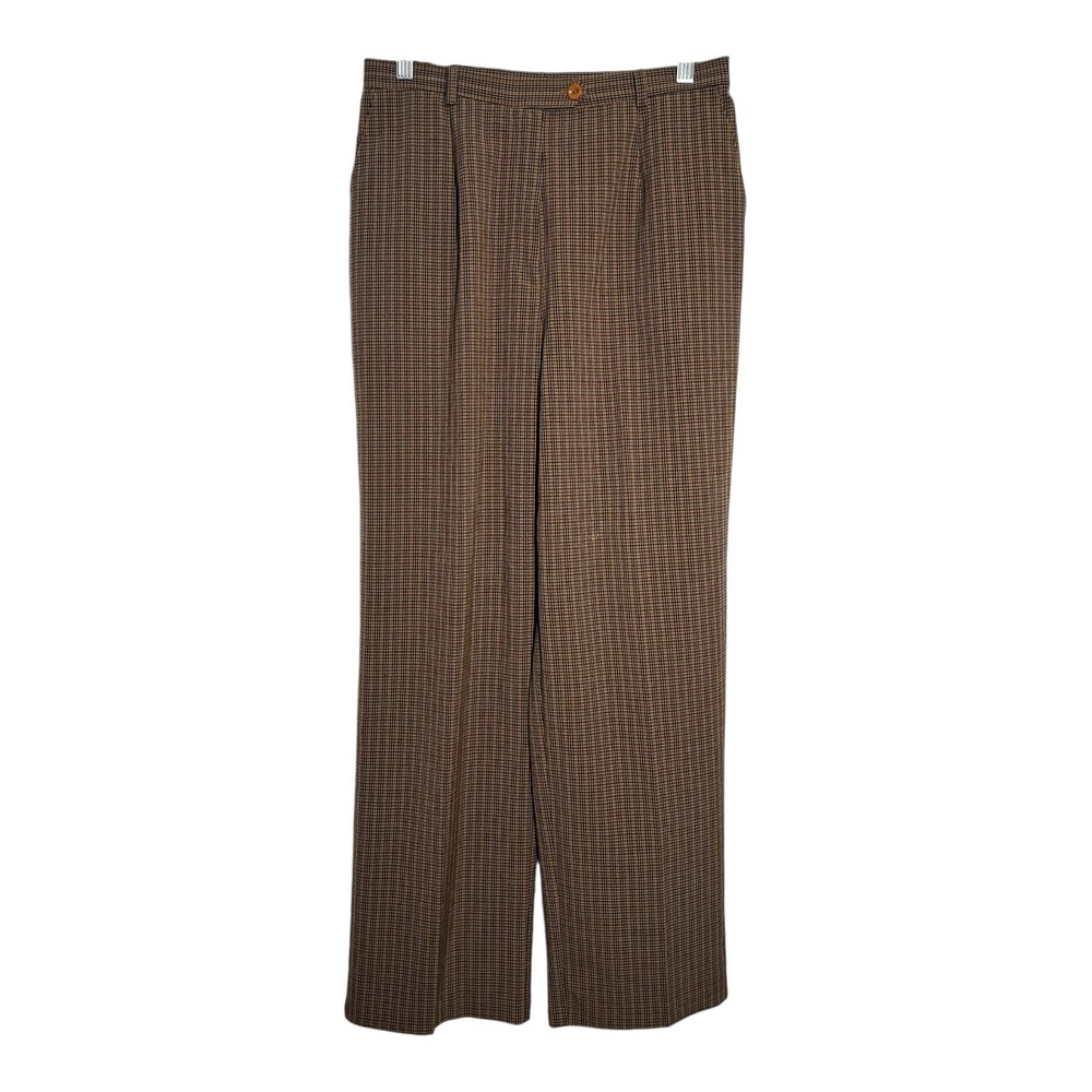 Sag Harbor Petite Plaid Pleated Pants Women's‎ Size 10P Brown Career